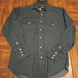 Wrangler Men's Dark Blue Denim Shirt